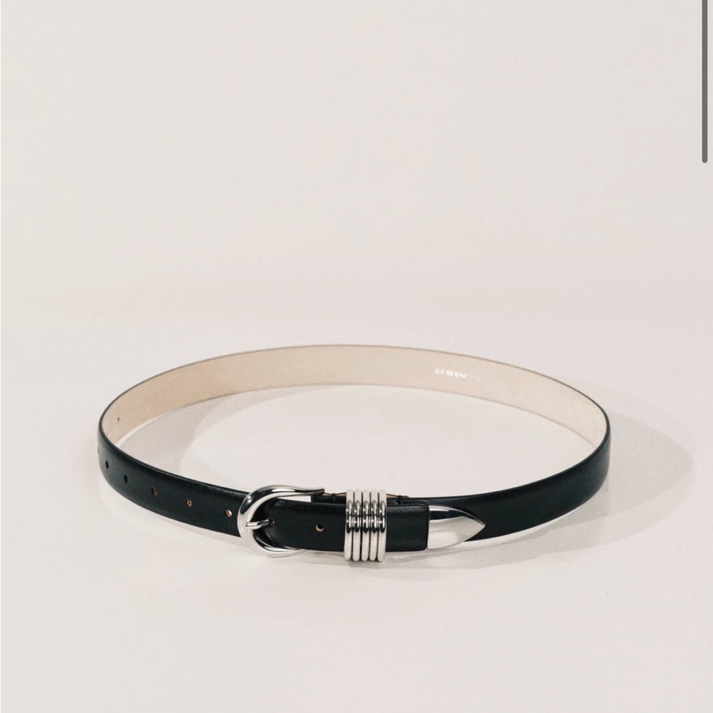 Black Leather Belt with Silver Buckle